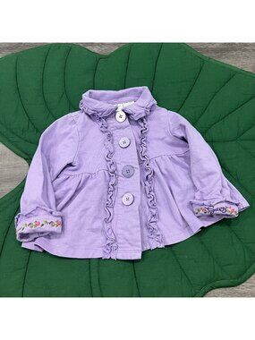 Vintage Guess 18M Purple Embroidered Ruffle Cardigan